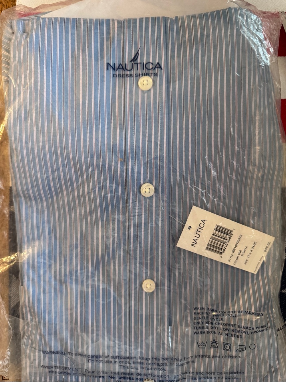 Nautica Wrinkle Free 100% cotton dress shirt. 17.5 34/35 NWT - Picture 5 of 5